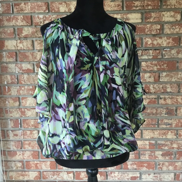 Jennifer Lopez Sheer Cold Shoulder Top - Picture 2 of 7